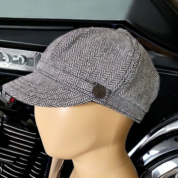 HARLEY-DAVIDSON Womens Newsboy Trendsetter Black/Gray Cap OSFA - Picture 5 of 8